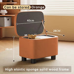 pouf rangement moderne simili cuir marron clair tapis protection pieds simples