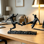 ornement table sculpture football joueurs dynamique noir ballon sport maison deco figurines