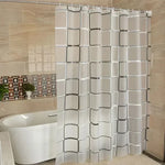 rideau douche géométrique semi transparent blanc noir gris moderne minimaliste métallique respectueux environnement
