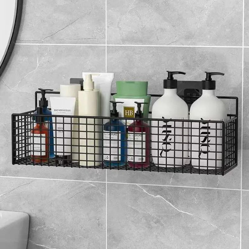 paniers rangement noir maille métallique adhésif moderne sans poinçon aluminium unique