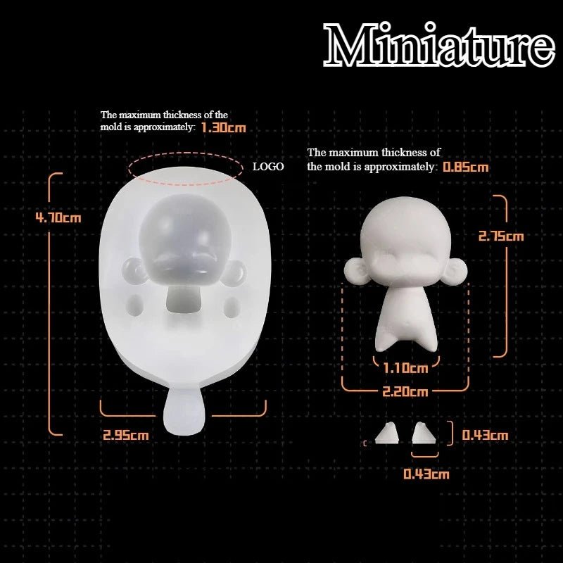 moule silicone figurines cartoon personnages stylisés blanc bleu texture lisse grande taille petite miniature