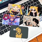 étiquettes carte bancaire stickers dessins animés personnages mignons adhésifs réutilisables waterproof classiques cartes credit