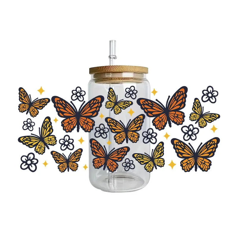 autocollants papillons fleurs tasse imperméable adhésif floral transparent amerique bricolage