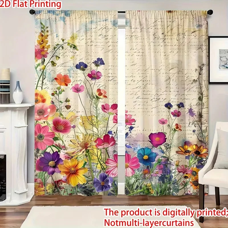 rideau imprimé fleurs colorées moderne polyester 24x59in 30x65in 41x91in 51x83in chambre salon