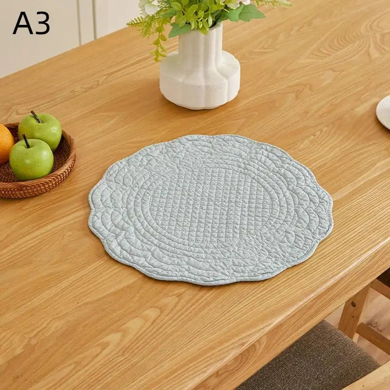 placemat quilté coton moderne blanc vert bleu rose gris marron