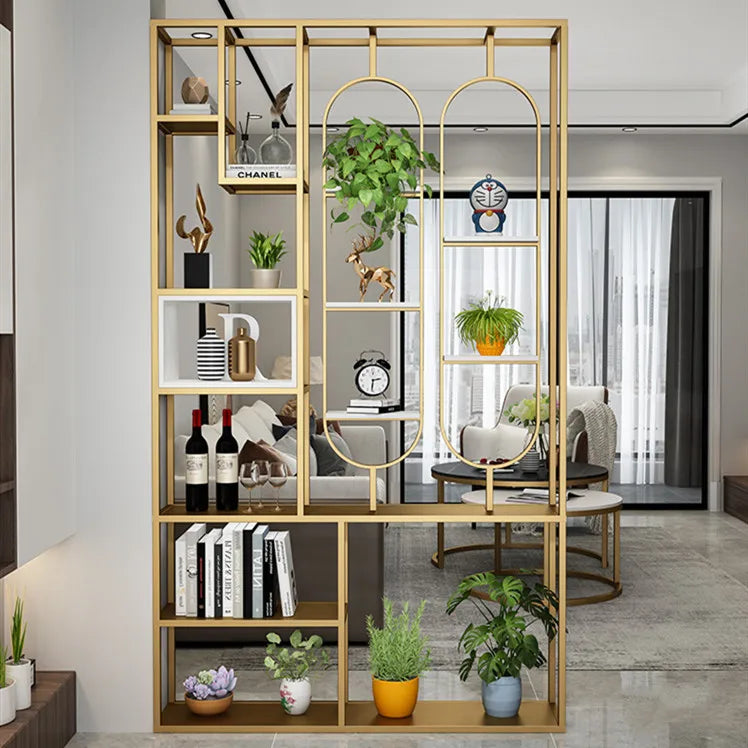 étagère moderne transparente géométrique dorée scandinave intérieure décoration pièces blanc noire