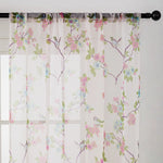 rideaux décoratifs floral blanc rose vert bleu polyester translucides tringle