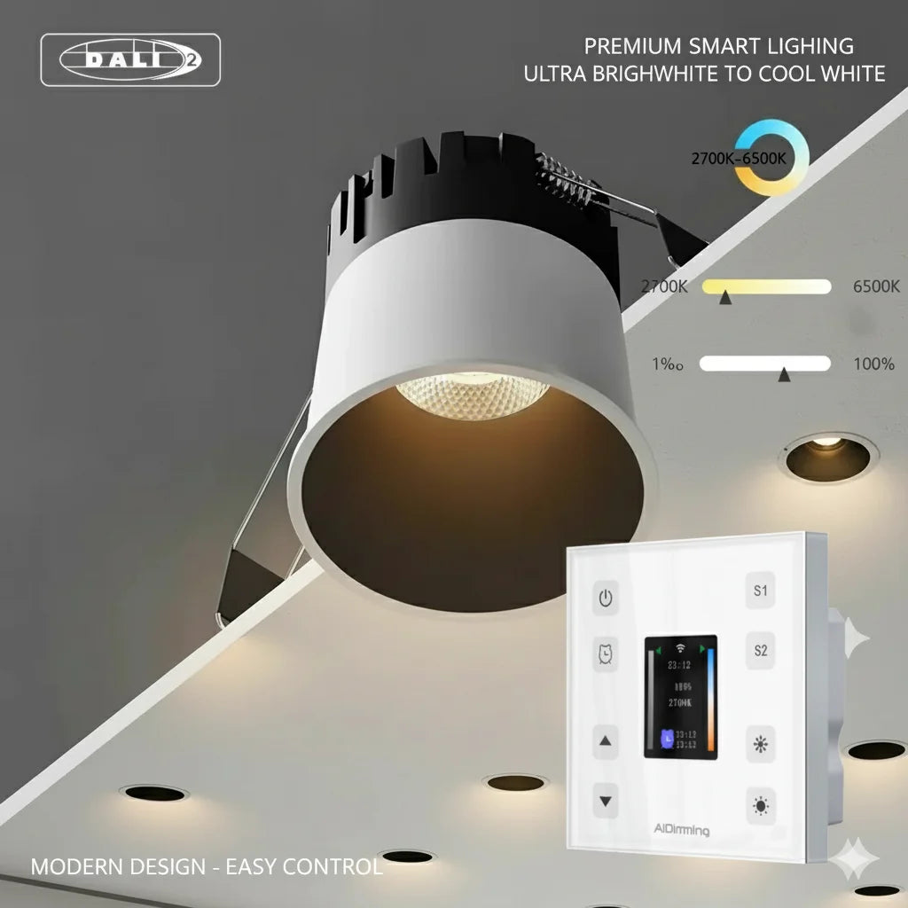 Spot LED moderne blanc noir 75mm 249lm 2700k 6500k DALI dimmable(touch) aluminium