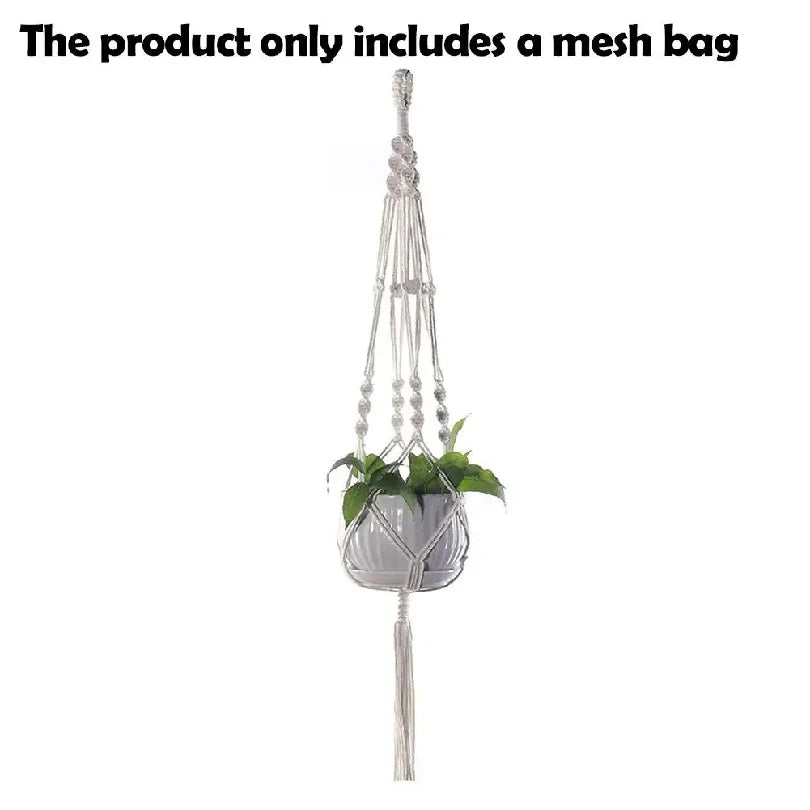 décoration murale sac plante suspendu blanc corde tressée macramé pot inclusion 105cm