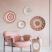 décoration murale bohème tissage main paniers concentrique rotin orange rouille chambre ethnique