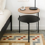 table d'appoint double niveau bois minimaliste moderne table basse pieds métalliques maison noir walnut