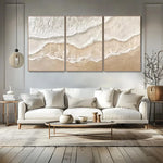 tableau mural abstrait vague plage beige texture sable art moderne décoration salon chambre salon