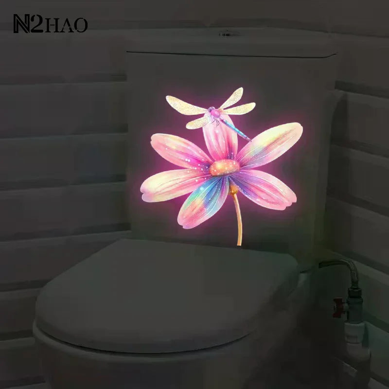 stickers decoratifs toilettes fleurs multicolores papillons arbre fruits adhésifs modernes chambre salon
