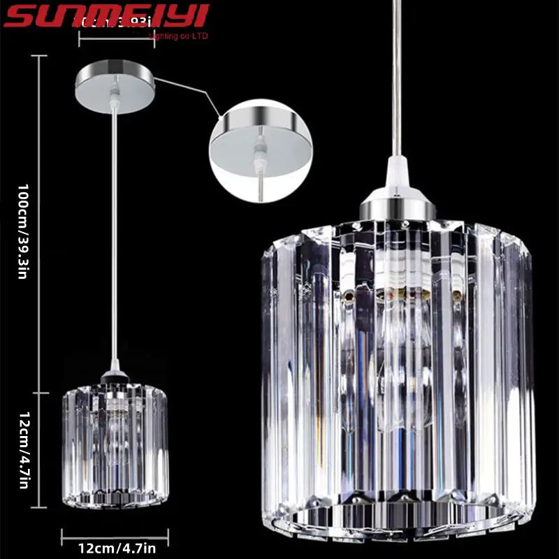 Lampes suspendues moderne argentées verre transparent prismatique salon chambre tactile 110V