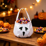 sac main halloween vison sac bonbons fantaisie visage citrouille noir uni