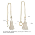 rideaux bohèmes attache corde coton bois pompon frange décoratif scandinave rustic