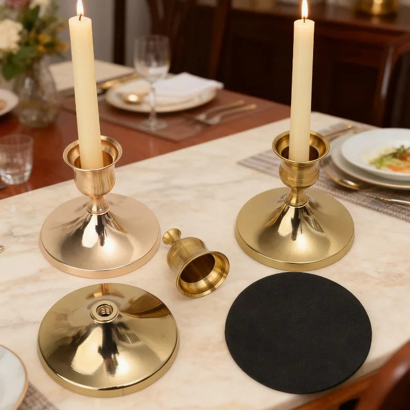 bougeoirs vintage or argent cuivre support bougie classique fer forgé romantique decoration intérieure table