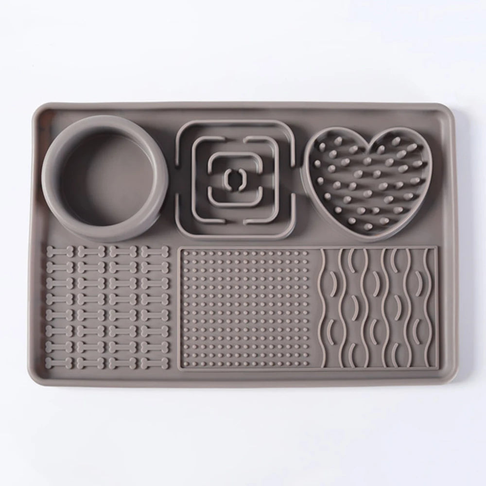 assiette chien moderne assortiment motifs vert pastel gris rose imperméable silicone