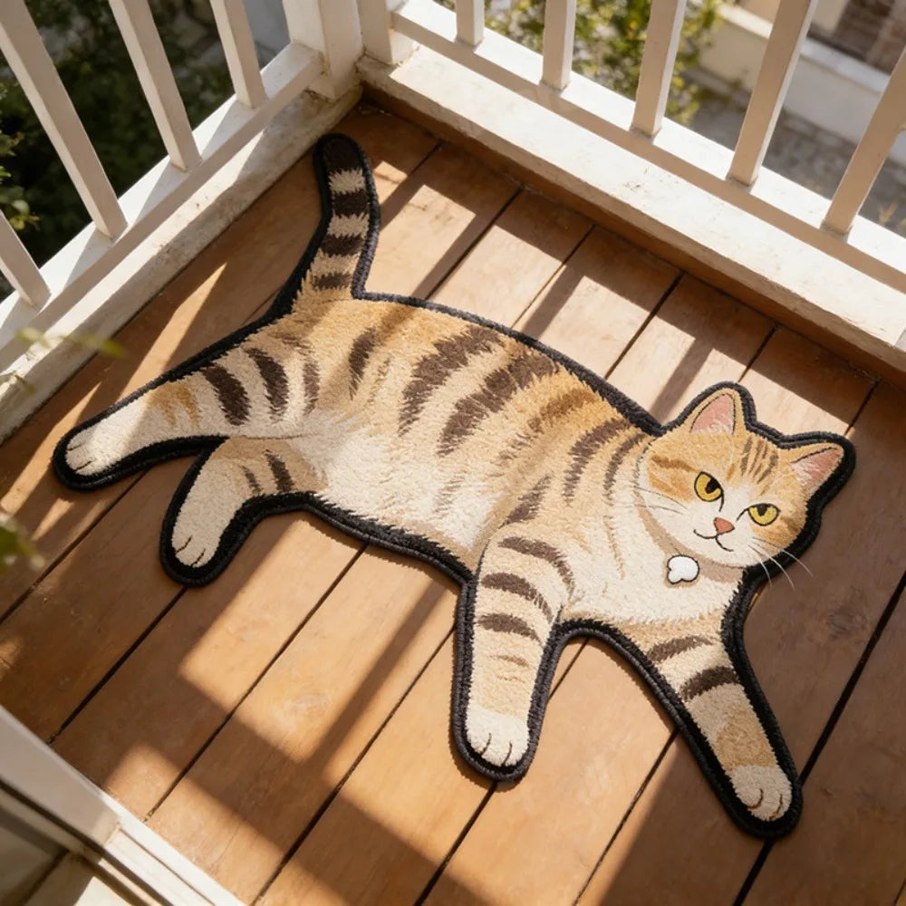 tapis sol antidérapant imperméable chats imprimé noir blanc gris animaux couloir exercice adultes