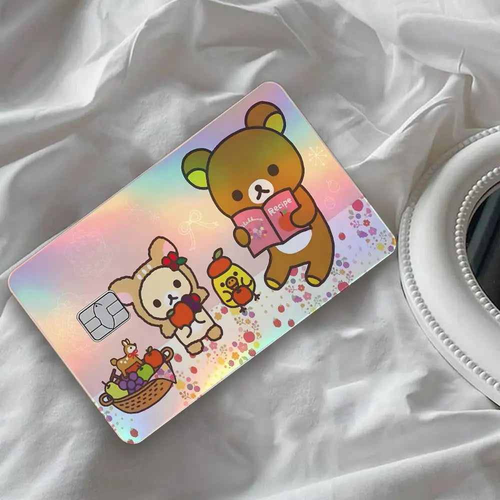 autocollants carte d'identité dessin animé rilakkuma chats motifs floraux multicolore résistants eau protection vinyl