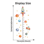 sticker mural spatial fusée planètes étoiles illustration enfant chambre croissance adhésif multicolore opacité