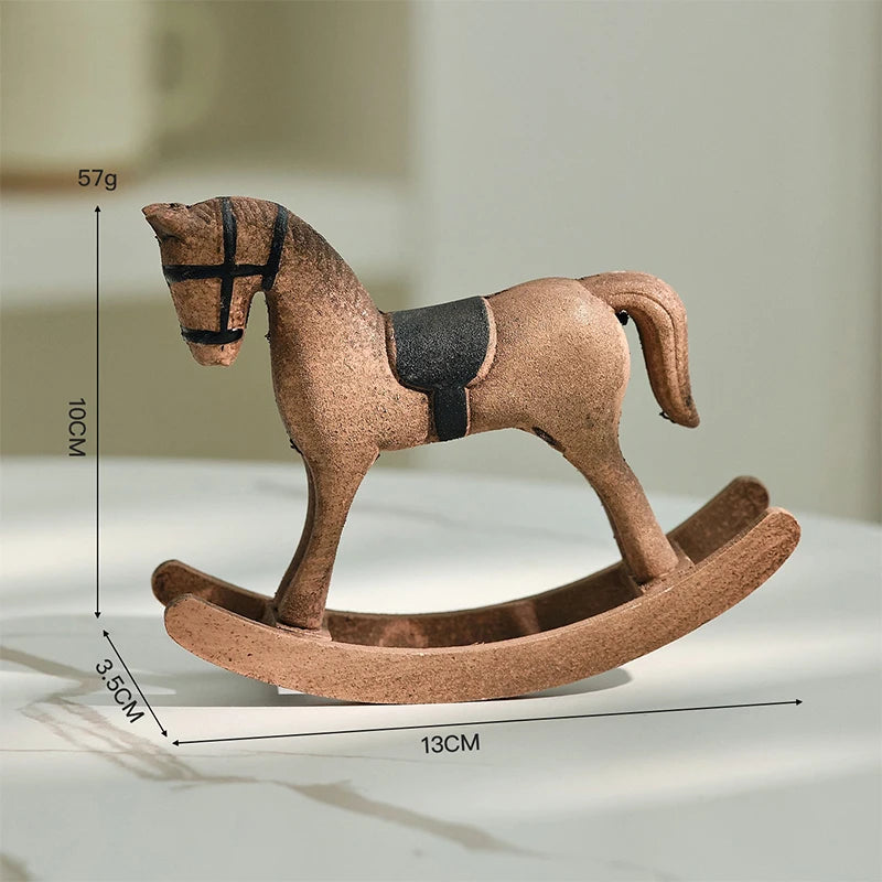 chevaux bascule bois rouge vintage ornements décoratifs intérieur rustique statuettes portables déco table