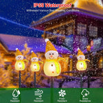 décoration noël bonhommes neige lumineux piquet glitter blanc vert jaune rose festiveextérieur jardin