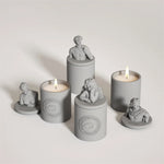 bougies décoratives statuettes classiques personnages modernes gris rose vert bleu