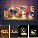 veilleuse led bois clair base acrylique transparente interrupteur usb décoration moderne minimaliste