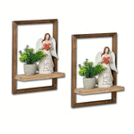 étagères murales rustiques bois naturel étagères murales modernes plante verte vase céramique figurine ange