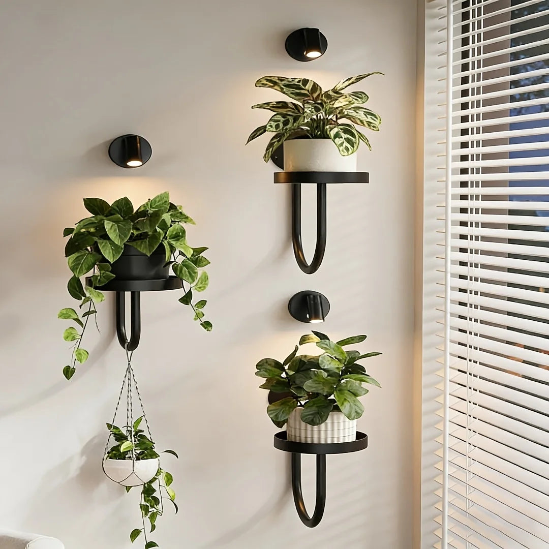 supports muraux plantes étagères murales décoratives modernes minimalistes industriels fixations murales pots fleurs céramique
