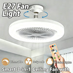 ventilateur lampe led blanc moderne télécommande grille lames fines opacité fixations crochets chambre salon