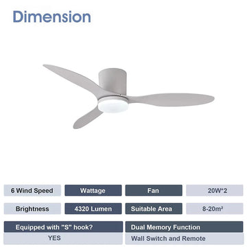 ventilateur moderne noir bois led télécommande minimaliste chambre