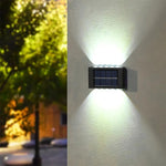 lampe murale solaire 10 led moderne panneau solaire extérieur jardin noir bleu minimaliste