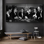 tableau toile cadre doré scène poker noir blanc décoration murale salon maison classique