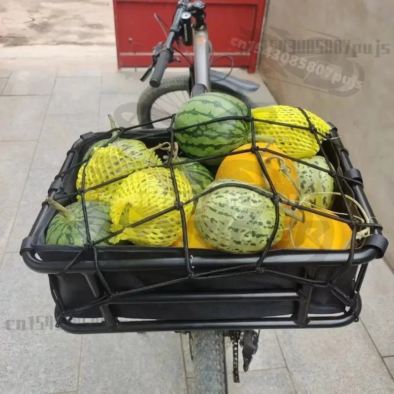 panier vélo noir robuste étanche filet transparent intérieur rembourré acier fixations porte bagage