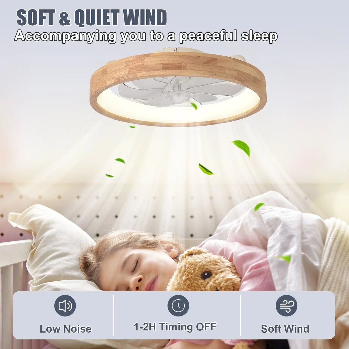 ventilateur led moderne bois naturel télécommande minimaliste chambre restaurant decoration ventilation électrique