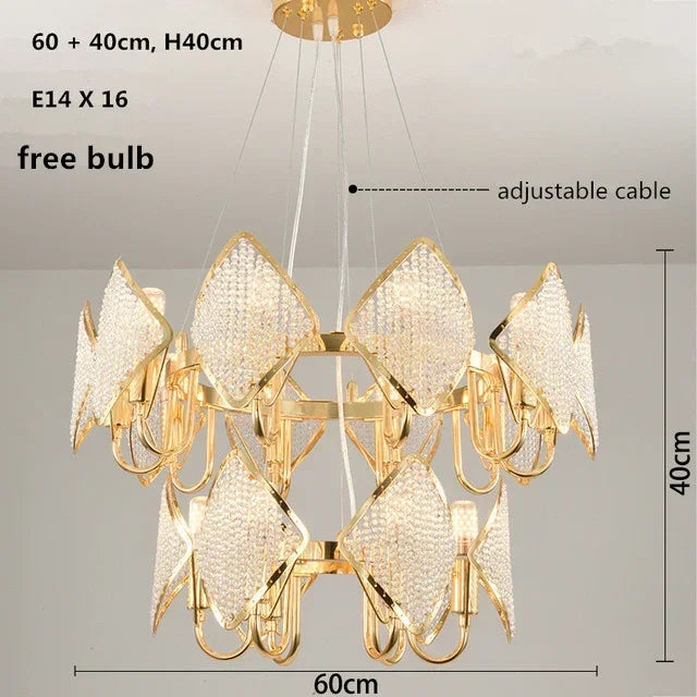 lustre moderne doré diamantées transparent salon led élégant chambre suspension