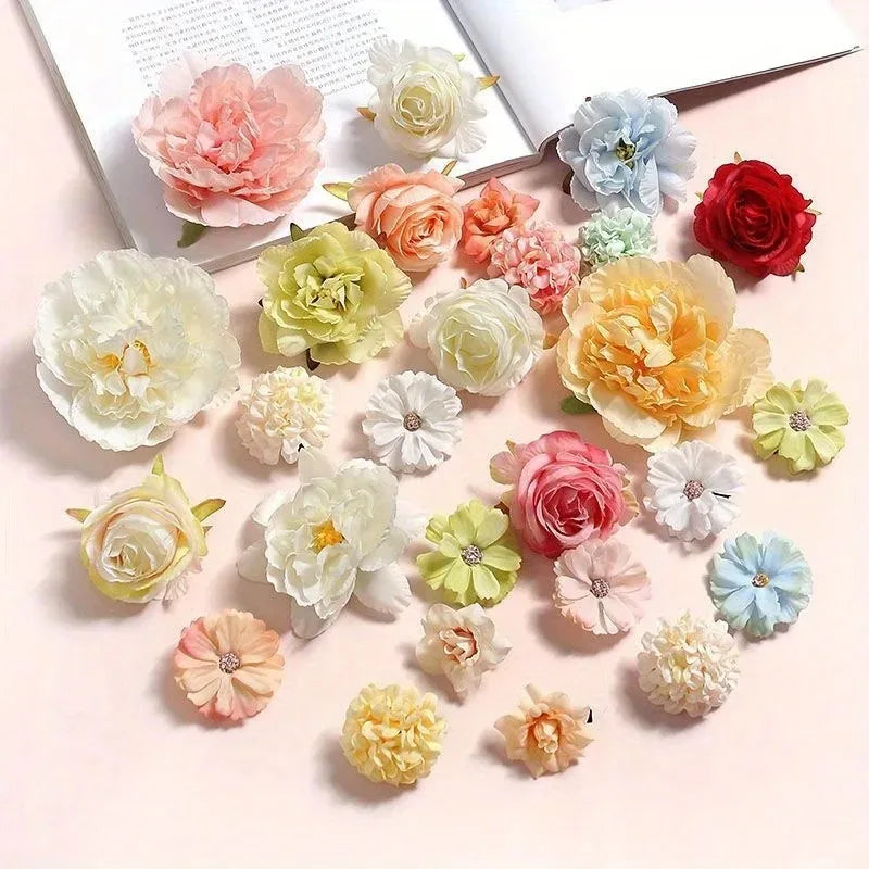 fleurs artificielles pivoine rose blanche décoration mariage anniversaire intérieur scrapbooking table garland