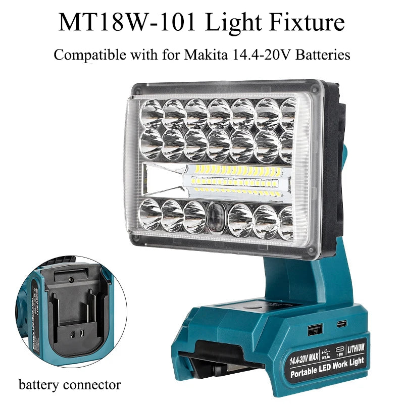 lampe travail led portable bleu jaune rouge usb type makita dewalt milwaukee bosch