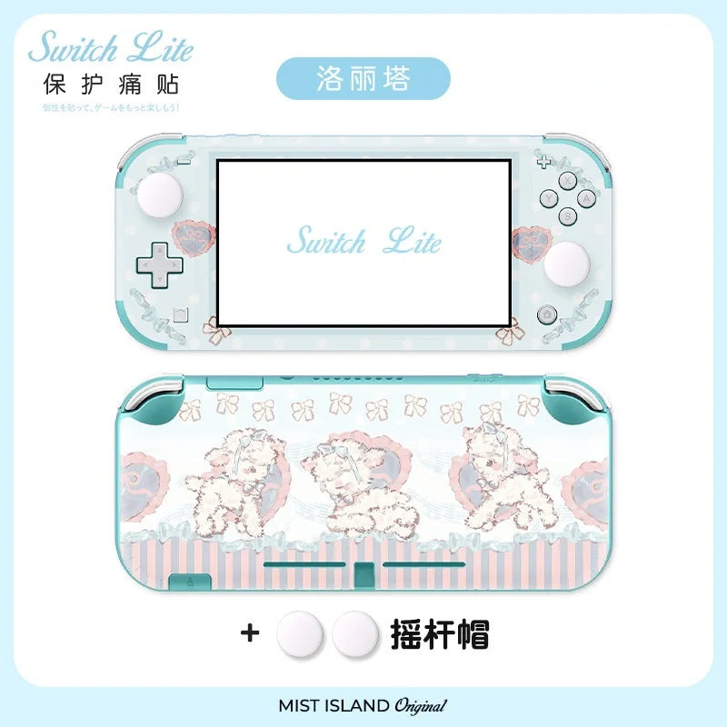 coque protection nintendo switch lite animaux mignons blanc rose bleu adhésif festive