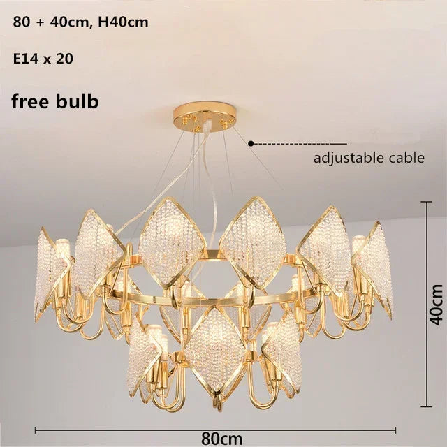 lustre moderne doré diamantées transparent salon led élégant chambre suspension