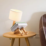 lampe table moderne bois bambou blanc tissu opalescent minimaliste led