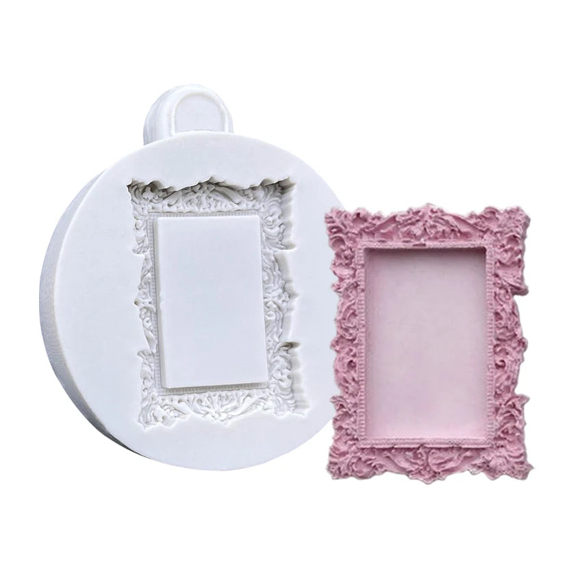 cadres photo silicone doré blanc baroques classiques moules deco fondant cupcakes gâteaux