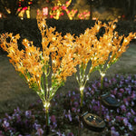 lampe solaire extérieure fleur artificielle jaune vert métal décorative jardin nuit led rechargeableextérieur