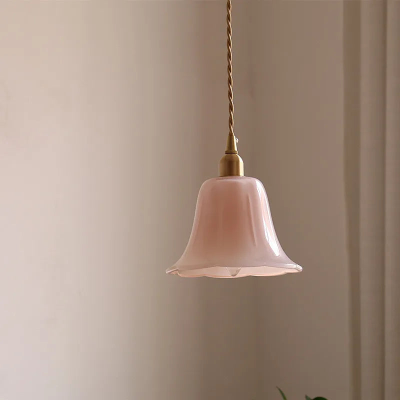 lampe suspendue vintage rose clair vert gradient laiton e14 salon restaurant chambrehôtel