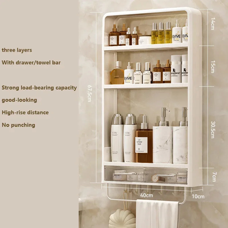 rangement mural blanc moderne étagères cosmétiques toilettieracks adhésif bouteilles serviettes organizer kitchen shelves respectueux