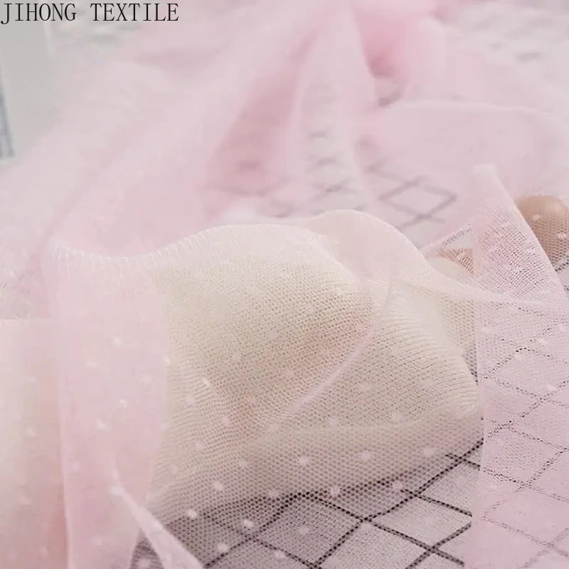 tulle polyester blanc rose noir rouge motifs points translucide textile bricolage fashion cute