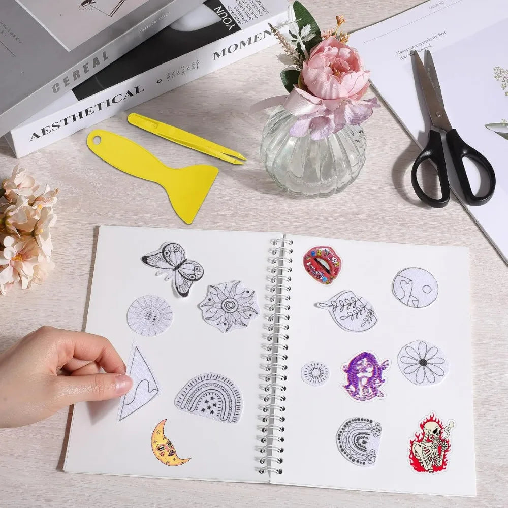 carnet notes blanc moderne 40 pages autocollantes motifs chiens stylos adhésifs spirale
