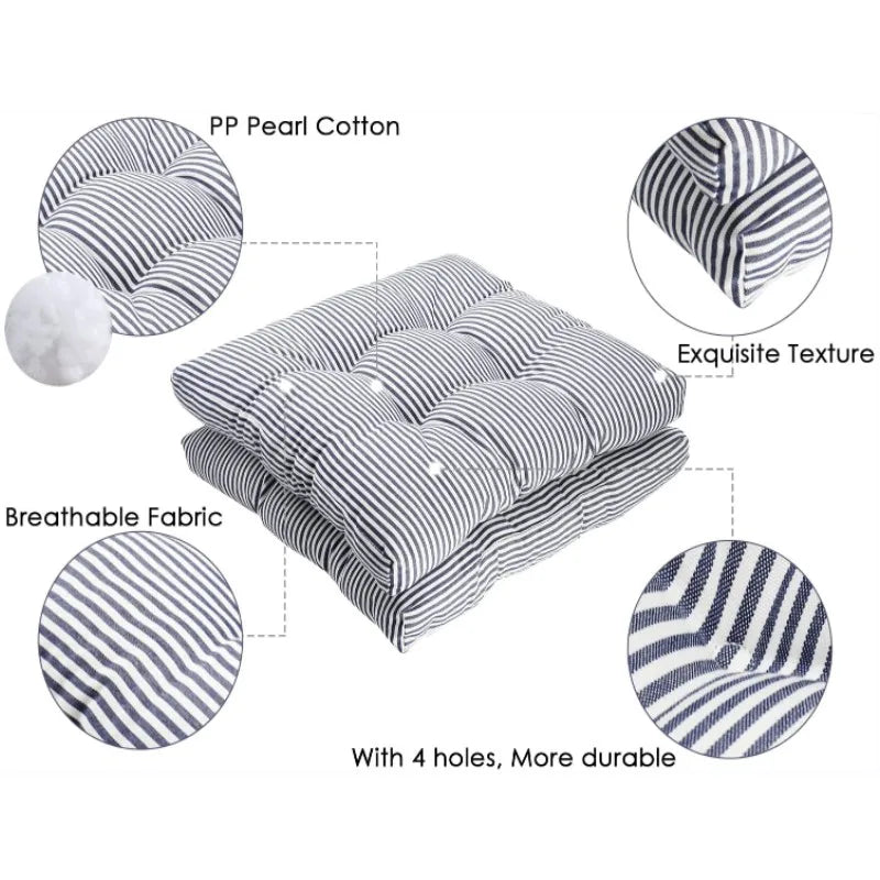 coussin rond rayures bleu marine blanc moderne non amovible lavable 42cm 47cm 55cm